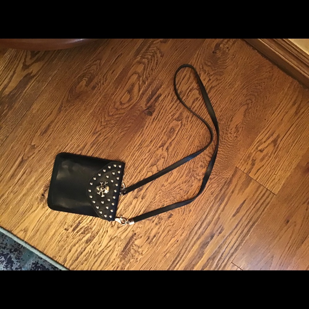 Crossbody skull purse handbag black silver